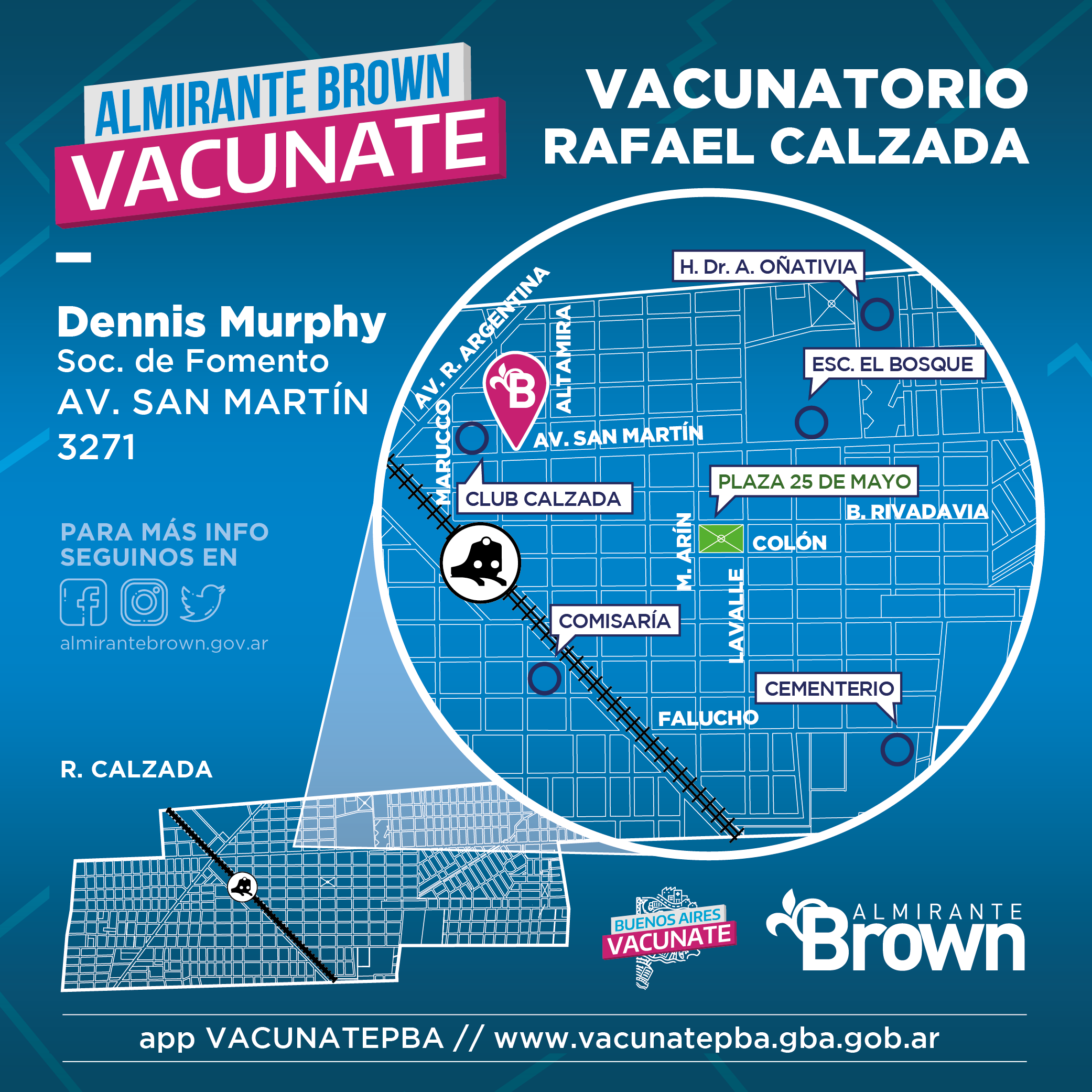 Mapa vacunatorio en Rafael Calzada